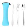 3Pcs Tableware Stainless Steel Cutlery Set Knife Fork And Spoon  Dinnerware  Case Travel Camping Accessories With Portable