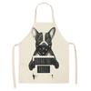 1 Pcs Cotton Linen BullDog Dog Print Kitchen Aprons Unisex Dinner Party Cooking Bib Funny Pinafore Cleaning Apron