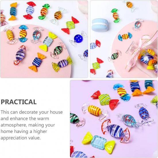 12pcs Colored Candies Family Decoration Glass Candy Decor Creative Candy Decors Simulated Candy Decor Funny Candy Prop Candy Crafts Party Layout Prop