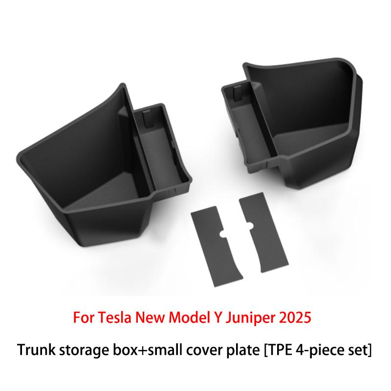 For Tesla Model Y YL Juniper Trunk Organizer Side Storage Box Boot Organizer Flocked TPE Mat Anti-dirty Car Travel Accessories