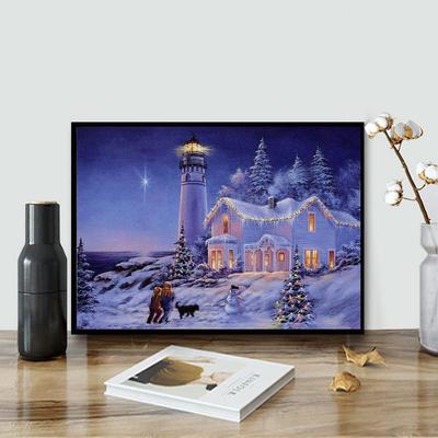 5D DIY diamantová malba sněhová scéna v noci Sada křížového stehu Mozaika Diamantové vyšívání Růže Plný kulatý čtvercový vrták Domácí dekorace