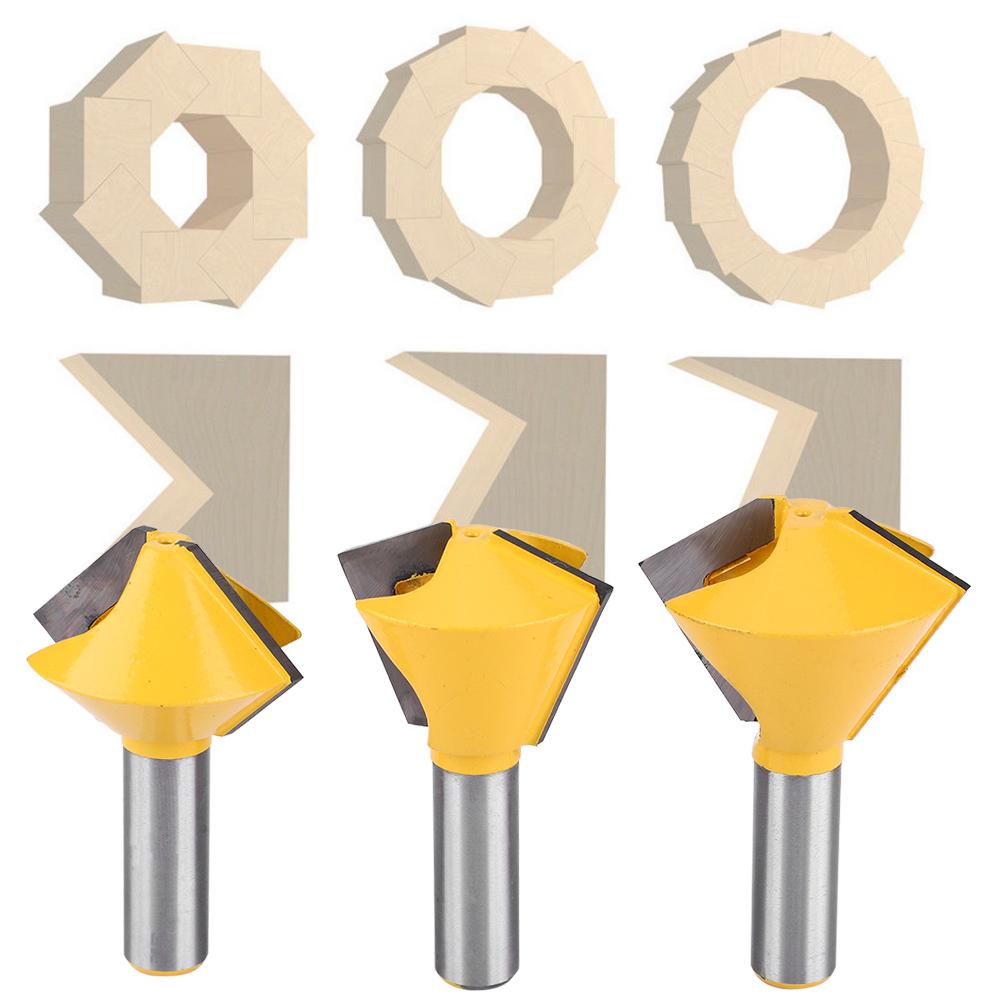 3pcs Set 12" Shank Bird"s Mouth Glue Joint Router Bit Woodworking Milling Cutter