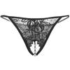 BUZZxSELECTION Panties with Sexy Lace TV061 Women's T-Back Pearls, Underwear, (06 Black)