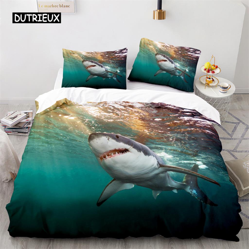3D Povlečení na přikrývku s motivem žraloka a žraloka Plážové Povlečení s motivem žraloka Ocean Sea Pokrývka na přikrývku pro děti Ženy Muži Dekorace do pokoje