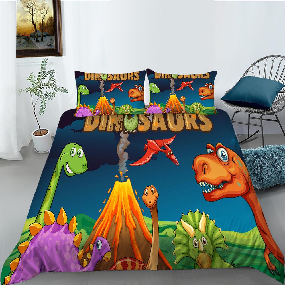 Cartoon Dinosaur Series Quilt Cover Pillowcase Two Or Three-Piece Set Polyester Digital Printing Can Be