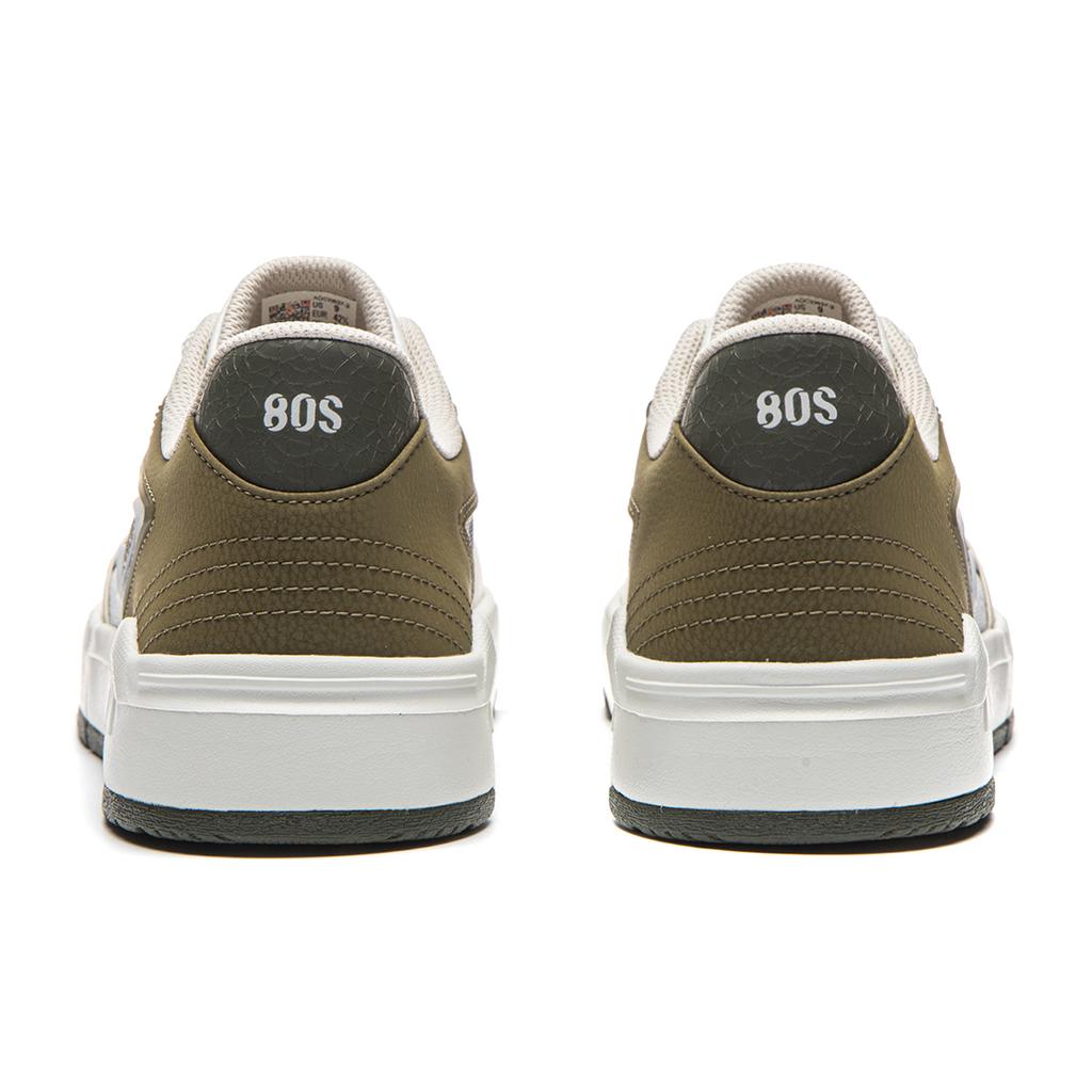 Li Ning Common 80s Fashion Classic Comfortable Versatile Campus Street Trend Low-Top Skate Shoes Men sneaker Dark-Olive-Green White Gray AGCW037-2