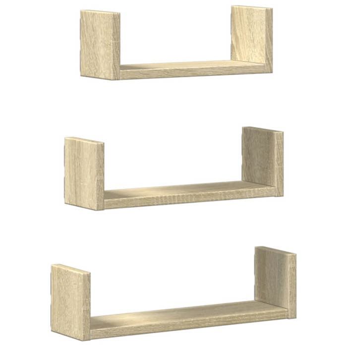 VidaXL Wall Shelves 3 Pcs Sonoma Oak Engineered Wood, Floating Shelf, Wall Display Shelf, Shelf for 853310