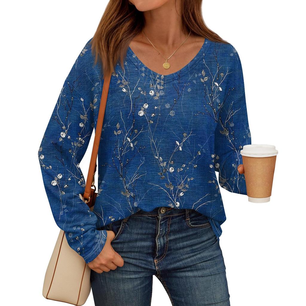 Womens Long Sleeve V Neck Shirts Basic Tee Casual Top Fall Trendy Tunic Outfits Fitted T Shirts