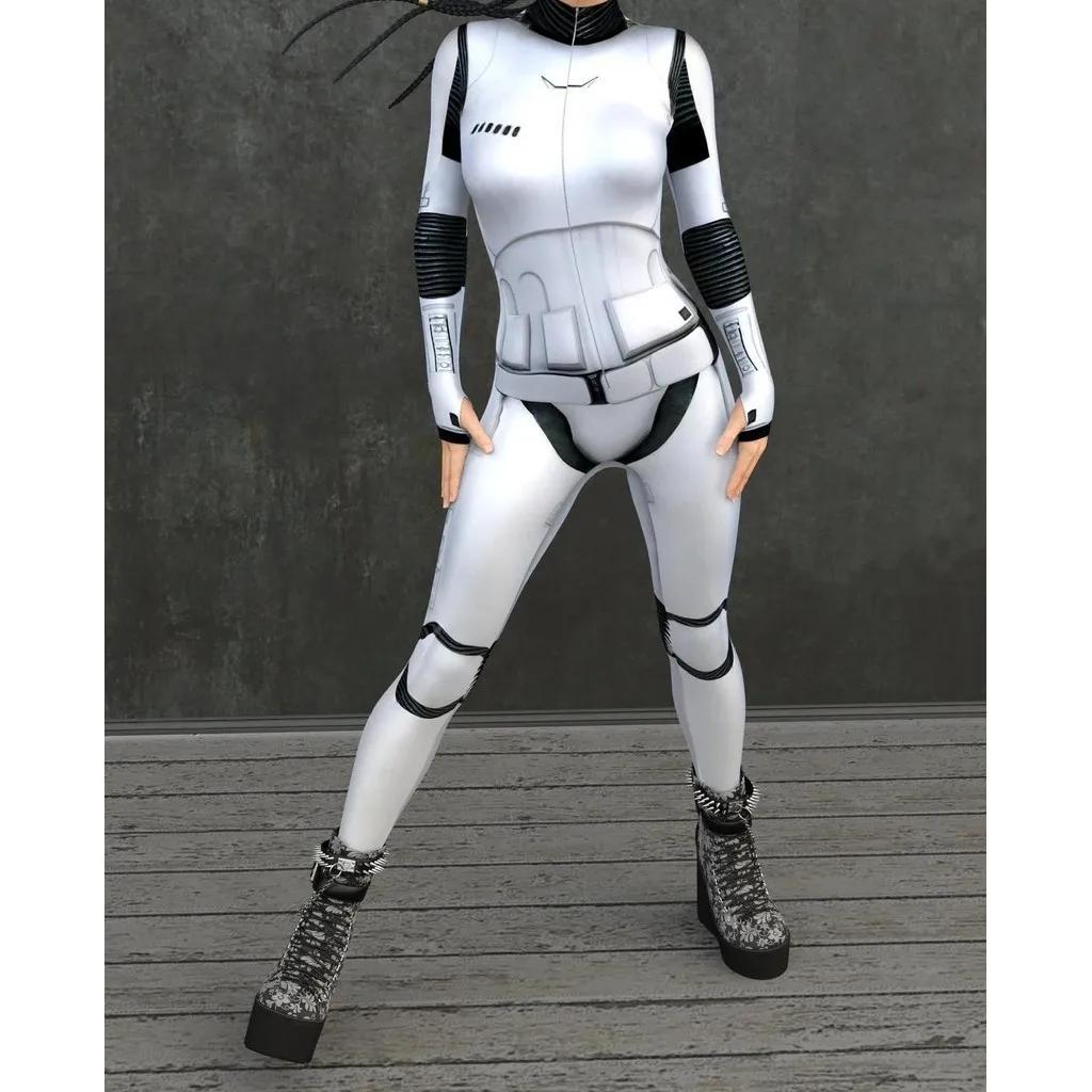 

Унисекс Киберпанк 3D цифровая печать Хэллоуин вечеринка ролевая игра наряд для женщин мужчин косплей костюм карнавальный комбинезон Adults L белый