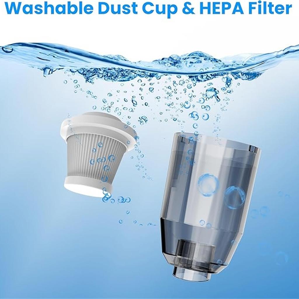  Car Vacuum 15000Pa Portable Cordless Handheld Vacuum Cleaner and  Duster with 2 Filter for Car, Sofa, , Pet, Home