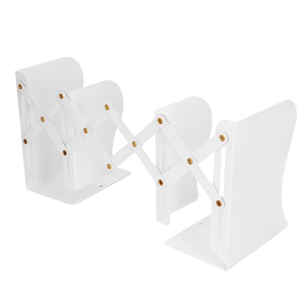 Bookends Retractable Flexible Cute Simple White Large Slim Design Metal Material Office Book Support