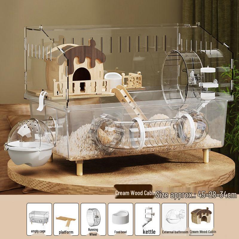 Golden Bear Acrylic Hamster Villa - Spacious Luxury Transparent Cage