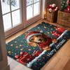 Marry Christmas Dachshund Welcome Doormat, Dachshund In Santa Hat Christmas Decor Floor Mat, Doorways Living Rooms Winter