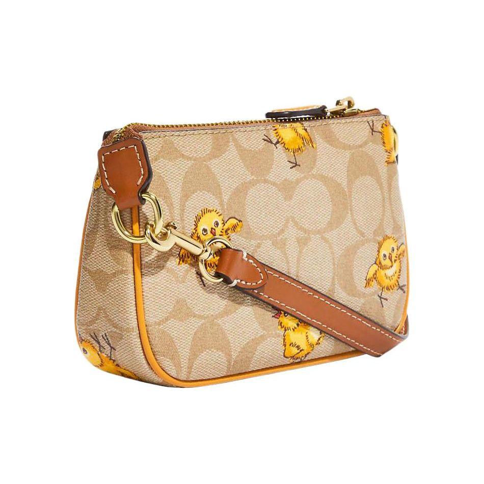 Coach Nolita 15 Cartoon Animal Print Chain Wristlet Women Wristlet Khaki Yellow CC419-IMOT4