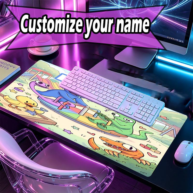 Custom Name Personalized Game Rainbow Friends Pattern Mousepad, Laptop PC Desk Mat, Decorative Desk Mat for Home Keyboard Pad Gift