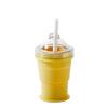 2in1 Collapsible Silicone Travel Cup with Straw & Ice Ball Maker Mold Portable Foldable Water Bottle for Summer Outdoor