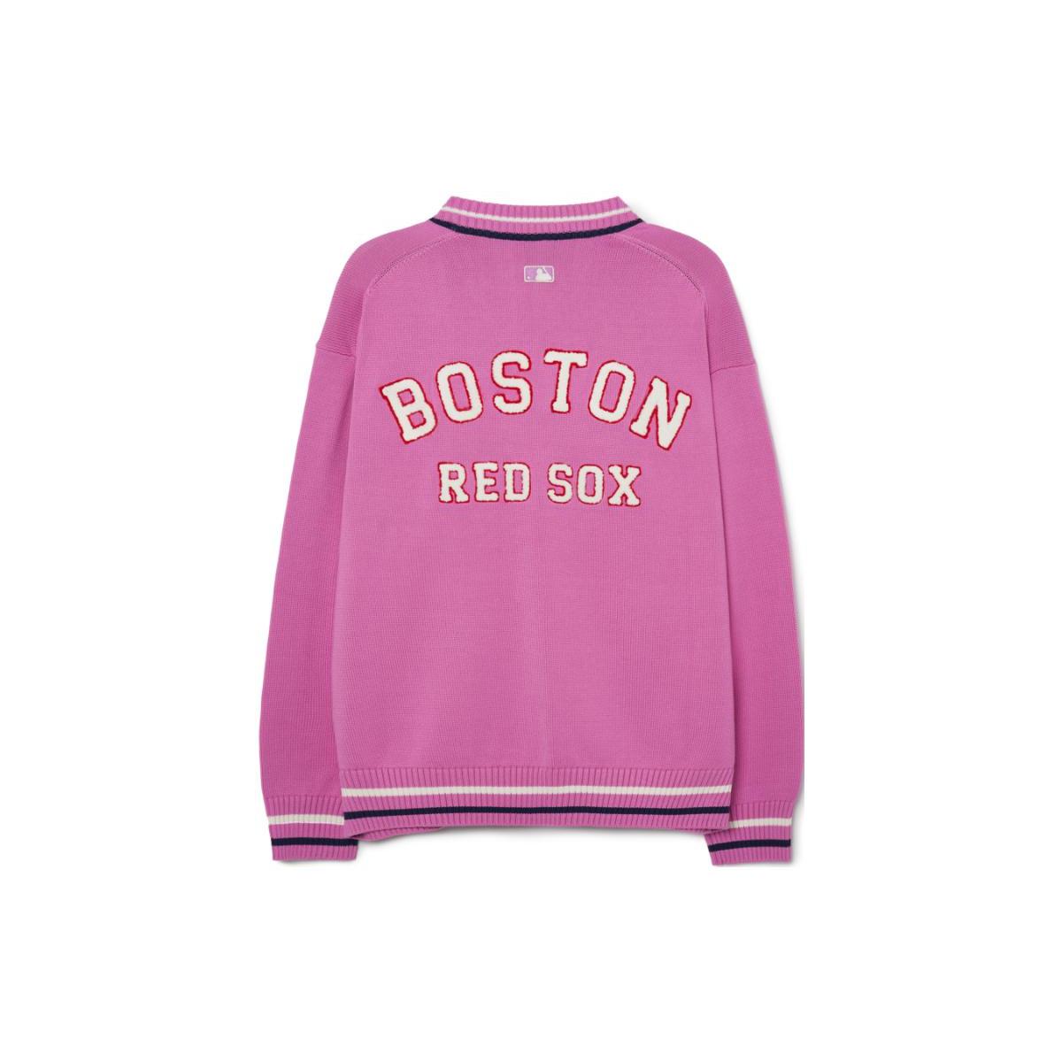 MLB Knitwear Unisex Pink V neck Moderate Base Layer 3AKPV0131-43VOS S