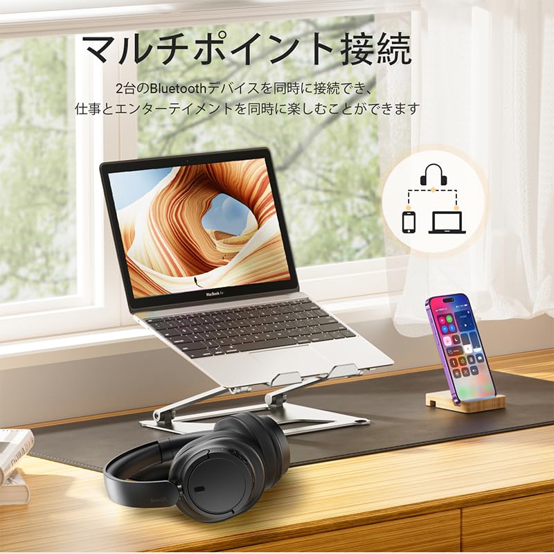 SuperEQ V16 Wireless Headphones 40mm 90 Hours Lightweight Foldable Supports Multipoint Connection Bluetooth5.3, Hi-Fi Driver, Playtime, Bass/Pop Mode,