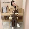 Women's Winter Coral Fleece Pajamas, Long-Sleeved Flannel Set with Velvet, Suitable for Spring and Autumn, Can Be Worn Outdoors