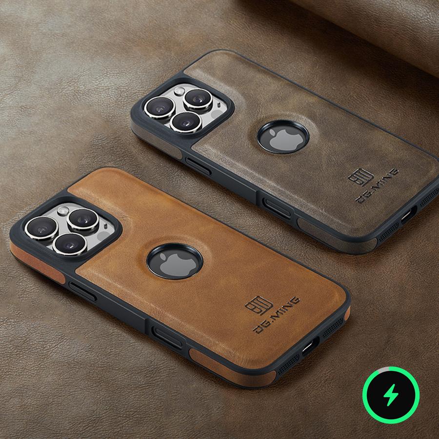 Luxury Strong Magnetic Leather Case for iPhone 16 Pro Max 15 14 Plus 13 12 11 Logo View Wireless Charging Macsafe Magsafe Cover