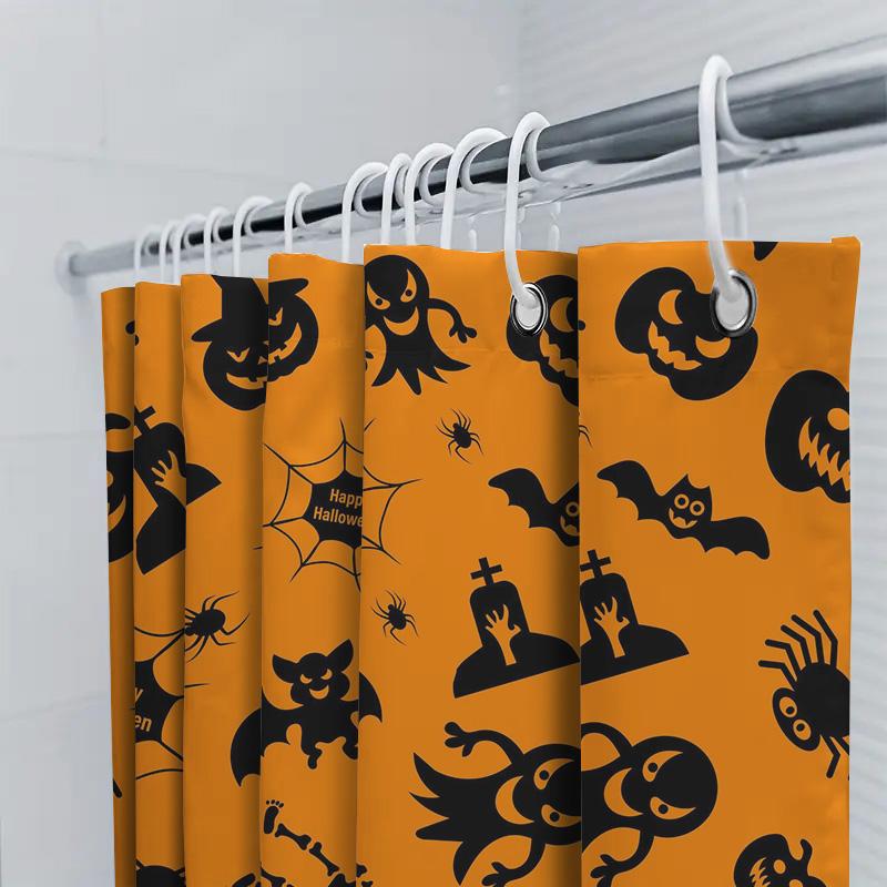 Halloween-Duschvorhang mit gruseligen Motiven für die Badezimmerdekoration während der Oktoberfeiern