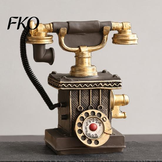 Victorian Style Phone Telephone Resin Figurine, Retro Model Statue with Matte Finish, Oxidation-resistant Old-Fashioned Desk Decor for Home