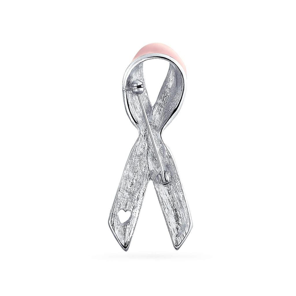 Cancer Awareness Ribbon Brooch Pin Silver Pink Purple Enamel Symbol of Support and Survival Silver Gold Plated Accents Thoughtful Jewelry for One