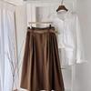 New Arrivals Open Run Women Back Elastic Belt Flare Basic Long Skirt