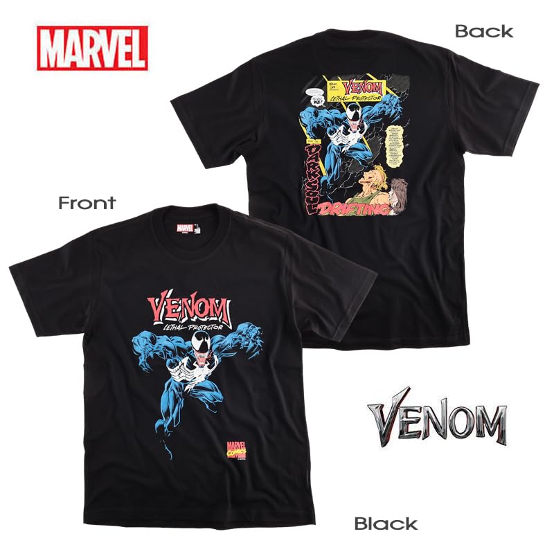 EVERSOUL Marvel VENOM Short Sleeve T-Shirt, American Comic Book Venom Villain Merchandise, Unisex, Black, Size M [Parallel Import]