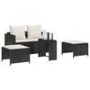 5 Piece Garden Sofa Set with Cushions Stackable Black Poly Rattan