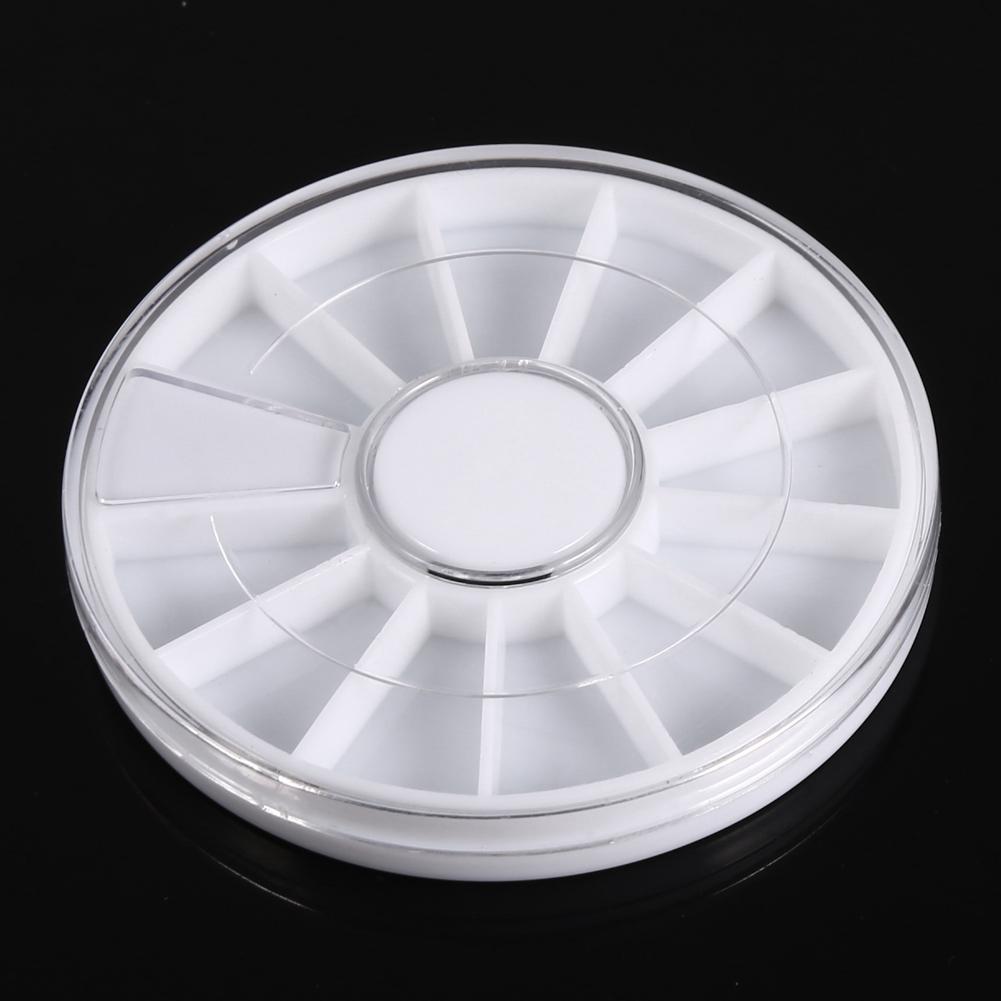 6Pcs/Set 12 Compartments Nail Art Decoration Gem Rhinestone Empty Wheel Box Storage Container