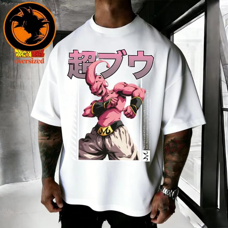 

2026 Summer Dragon Ball Retro Pure Cotton Mens Tshirt Super Magic Man Buo Oversized Casual Shirt Unisex Parentchild Suit S