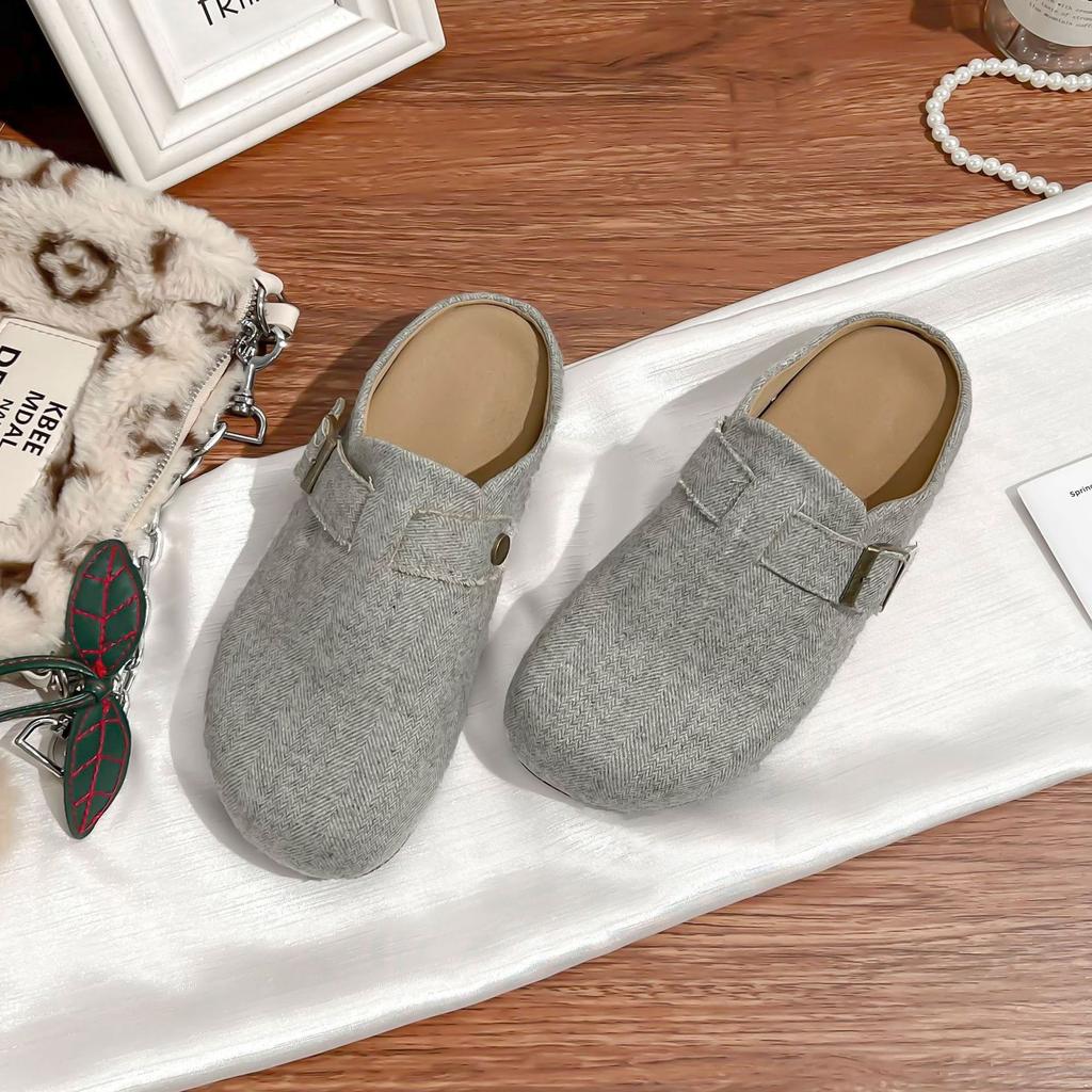 Summer new Baotou Boken Muller shoes women's 2025 new small thick sole inner height increase casual shoes versatile