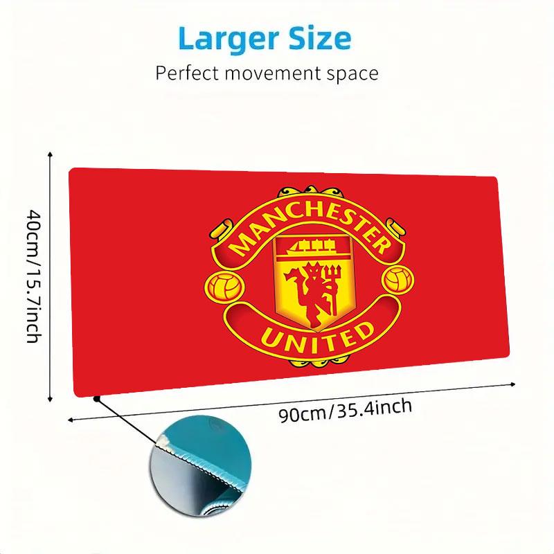 Tappetino Mouse Manchester United FC, Tappetino da Scrivania XXL per Gaming, Tappetino Mouse XXL Antiscivolo per Laptop e Tablet, Tappetino per Mini PC con Bordi Cuciti