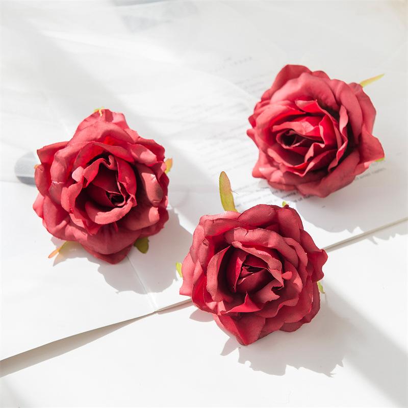 Gerollter Rand Rosenblütenkopf Handgefertigt DIY Künstliche Rosenblüten Peyote Hochzeitsblume Künstliche Requisiten Dekoration Künstliche Blumen