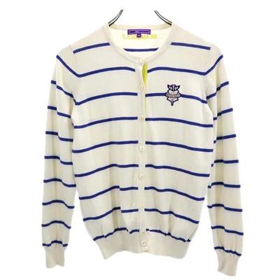 Mezcla de cachemir Patrón de borde Bordado de logotipo golf Cardigan de punto de manga larga Mujer Usado
