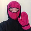 Y2K Style Crochet Halloween Party Cow Horn Parent-Child Ski Mask Hat