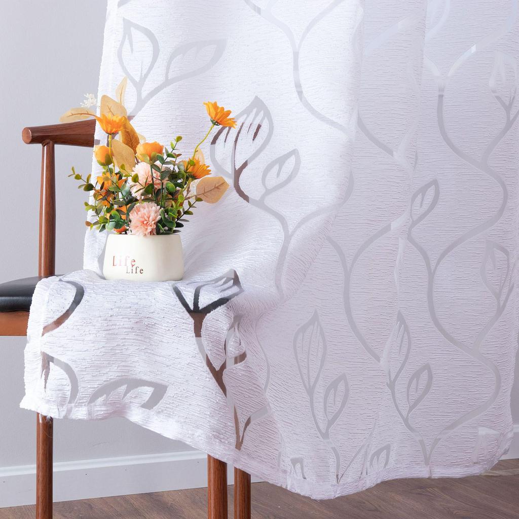 Modern Multi-color Cutout Lace Sheer Curtain for Bedroom, Living Room, Lounge - Rod Pocket Design