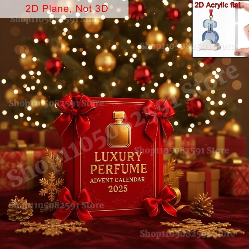 Luksusowy Kalendarz Adwentowy z Perfumami 24 Dni Kalendarz Odliczający Pudełko Niespodzianka Akrylowy Wisiorek 2D Prezenty Świąteczne Z Wyłączeniem Płynu Perfum