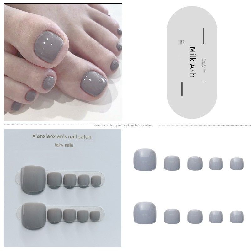 

Озеро Голубой Ноготь на Ноге Мода Накладные Ногти Носить 120-milk Ash