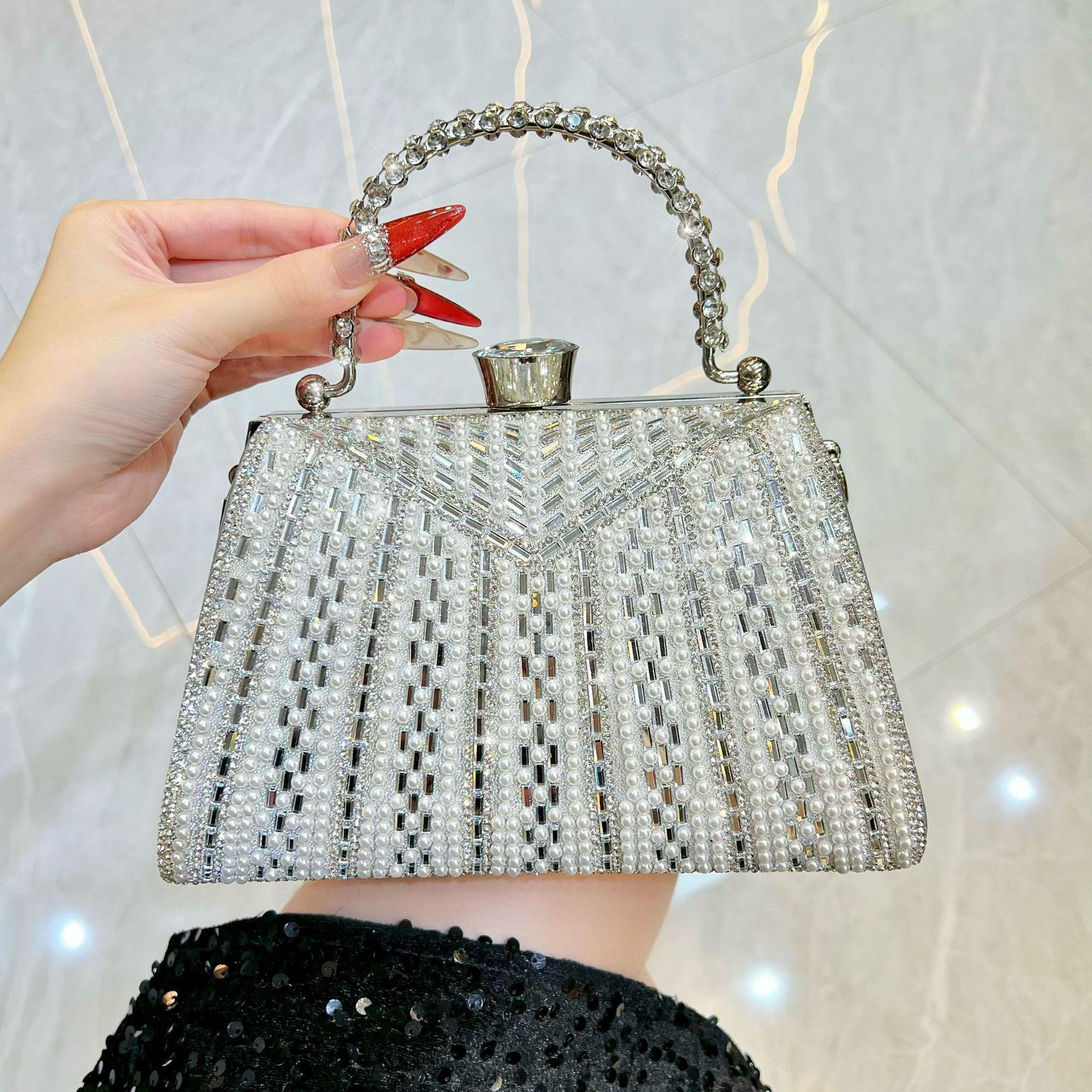 

New light luxury women s dinner bag cheongsam dress handbag shoulder messenger bag small fragrant wind diamond hand bag