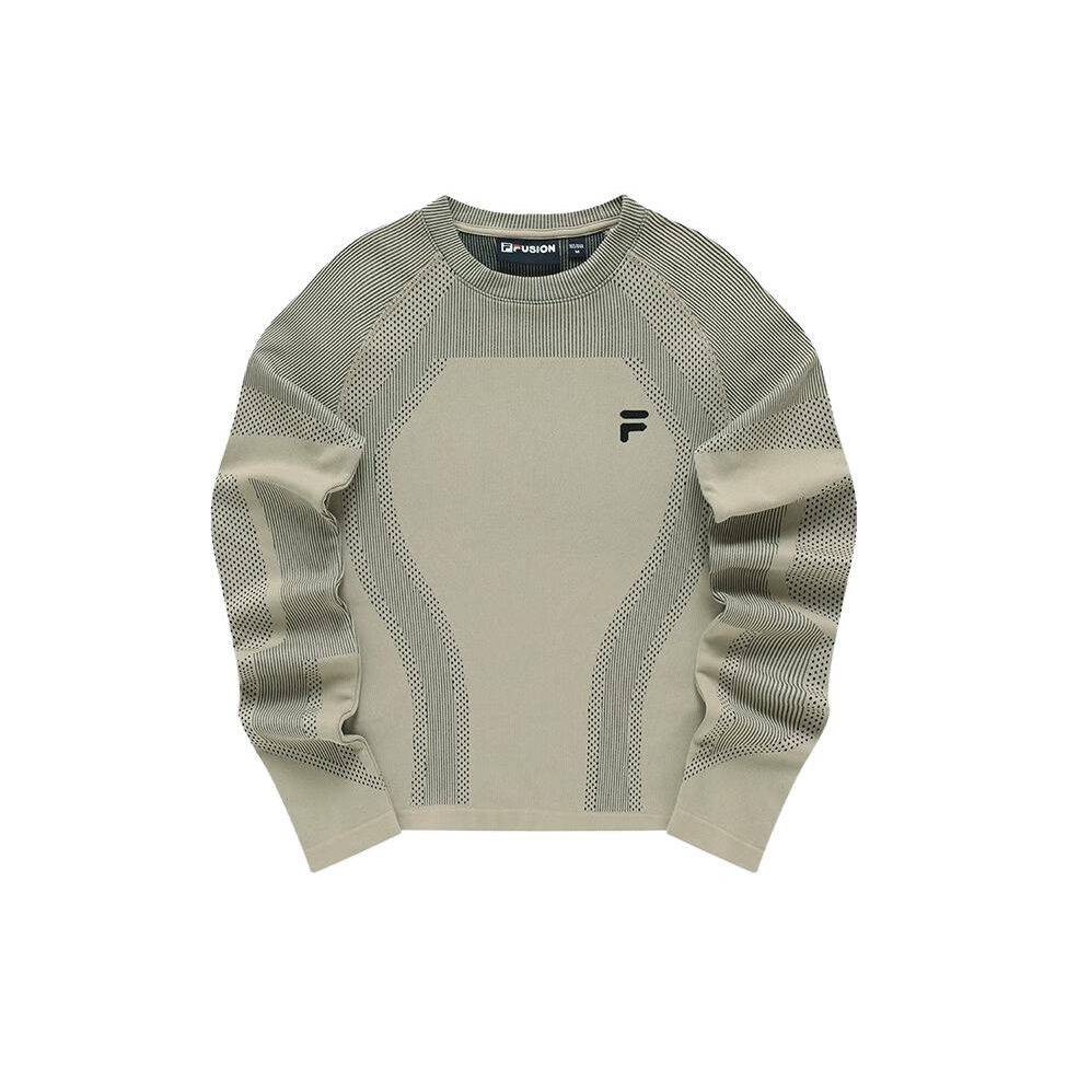 FILA Fusion Urban Tech Color Block Round Neck Pullover Long Sleeve Knit Sweater Women sweater Suede T11W341202F-BG