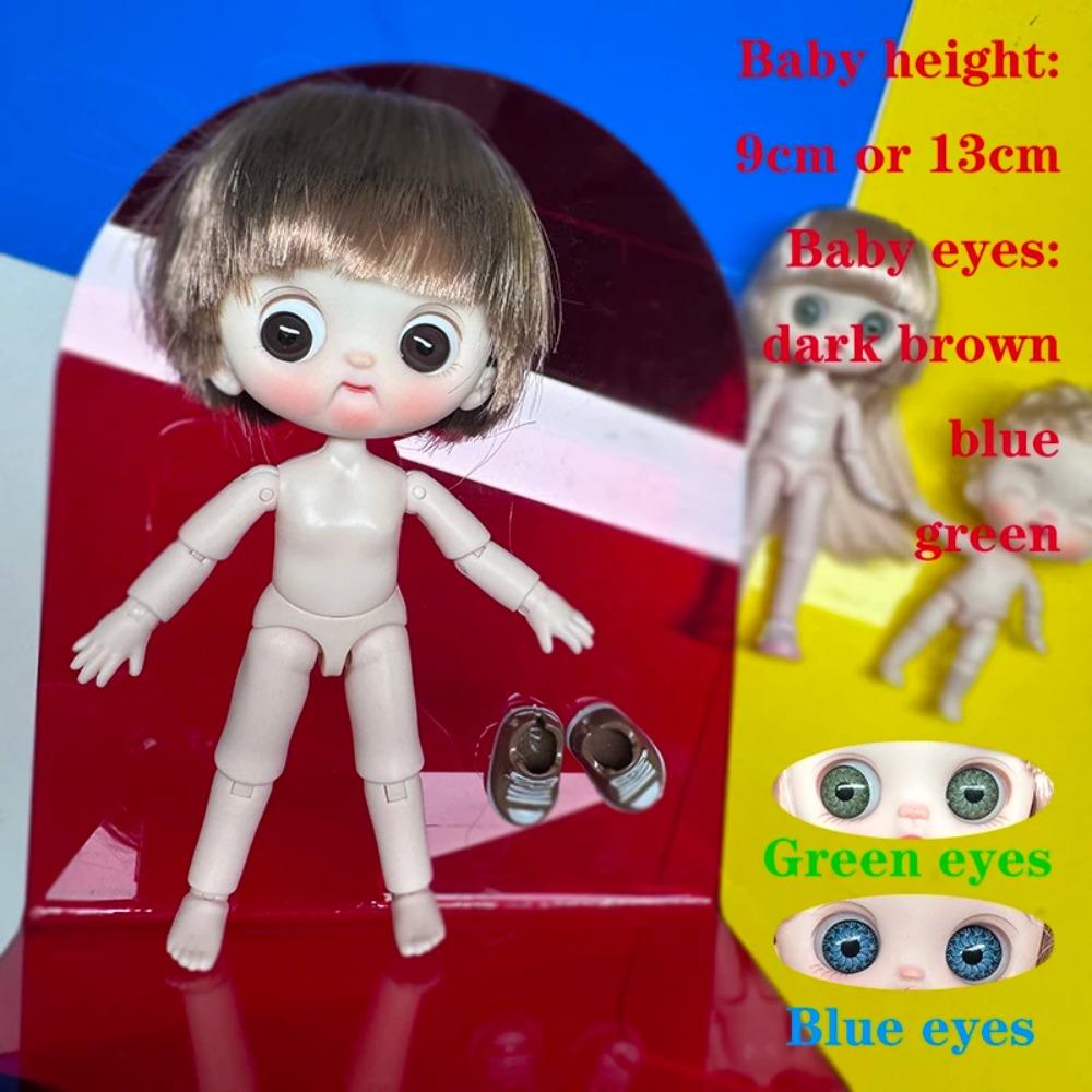 Cute Mini bjd Doll Girl Boy Bald head Ob11 1/12 Naked DIY Toys Handmede Dolls full Body Green Blue eyes Art Doll Accessories Art