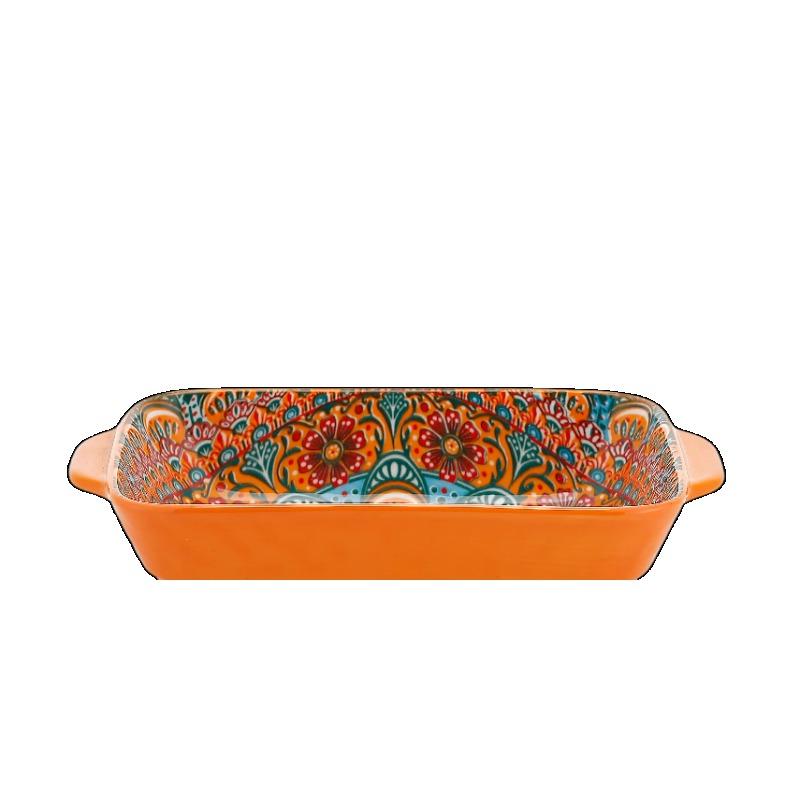 

Bohemian Egg-shaped Ceramic Baking Pan Pasta Plate Fruit Salad Plate Colorful Combination Set, 9 Inch 9.25inch