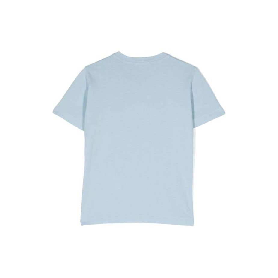 STONE ISLAND Kids Logo Print Fitted Crew Neck Short Sleeve T-Shirt Kids Tops Light-Blue 801620347-V0040