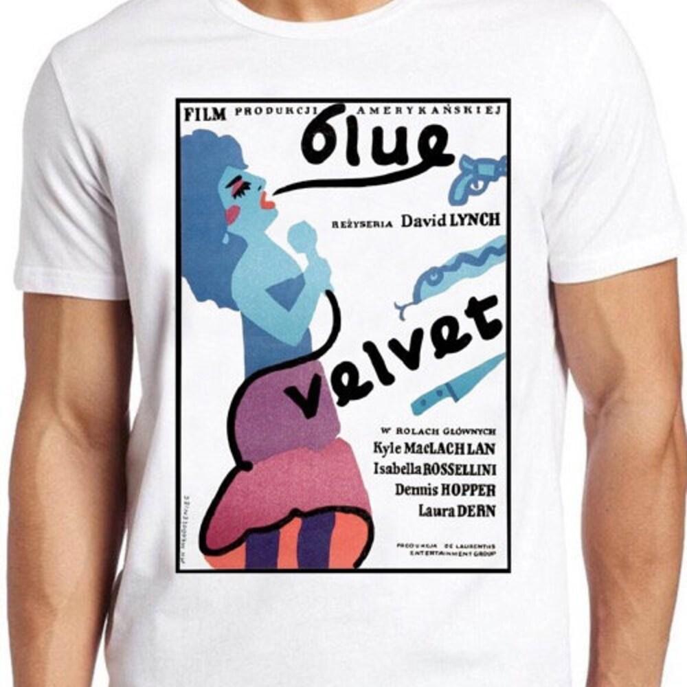 

Футболка из 100% хлопка плотностью 230 г/м2, синяя бархатная футболка с культовым фильмом 80-х годов, польский постер Дэвида Линча, классная подарочная футболка 238 XS белый