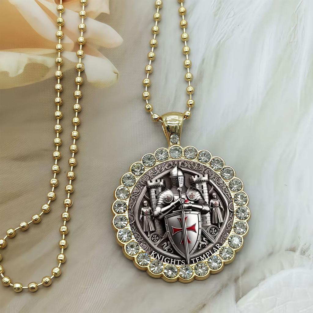European and American New Shield Round Necklace, High-end Light Luxury Fashion Bead Chain Jewelry