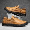 Independent station large size hand-stitched men's shoes outdoor casual shoes one-pedal flat leather shoes low-top loafers