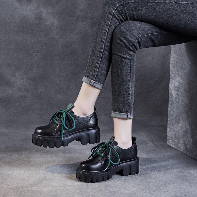 Echtes leder frauen schuhe muffin dicken boden einzelnen schuhe kleine leder schuhe