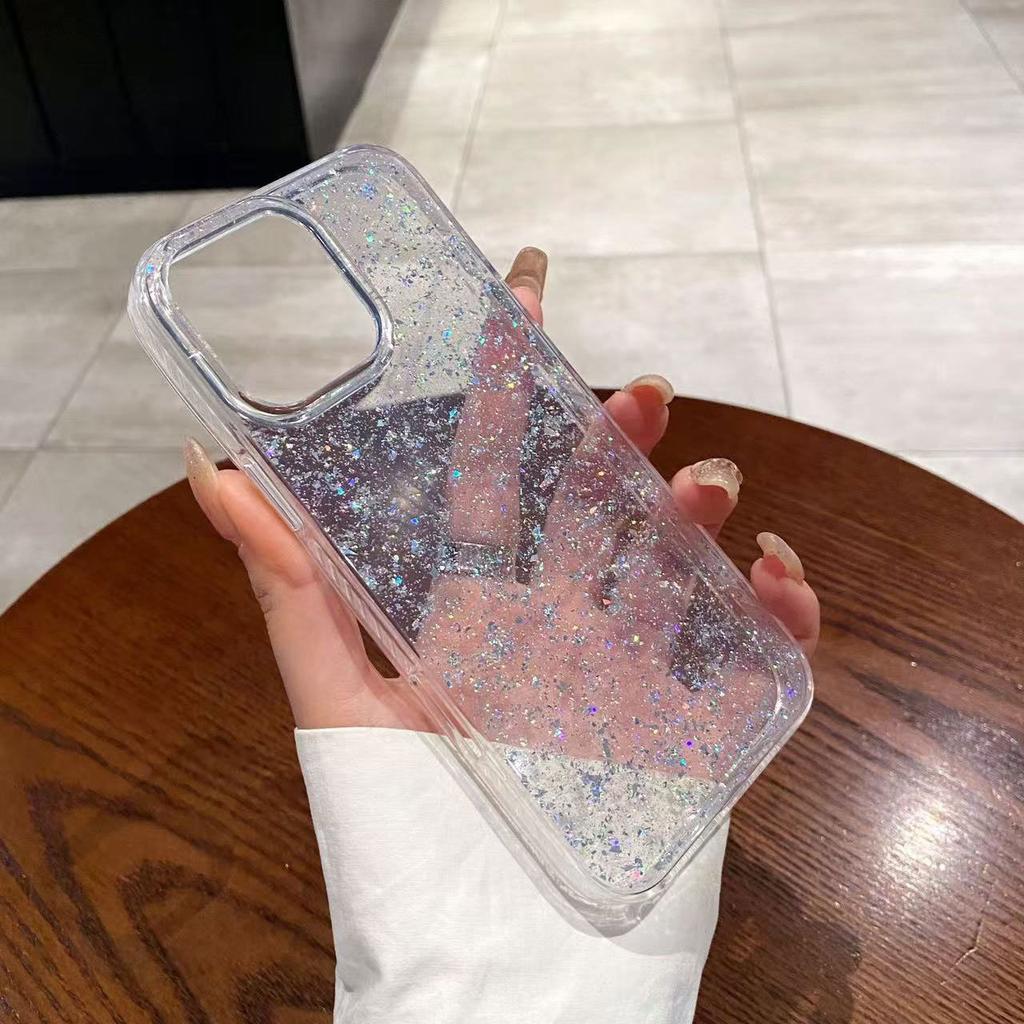 Shiny Glitter Clear Case for iPhone 16 Pro Max, Bling Sparkle Shockproof Protective Cover with Camera Lens Protection